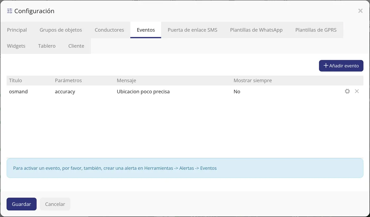 Paso 10: Si el evento NO estaba en la lista, hay que crearlo antes