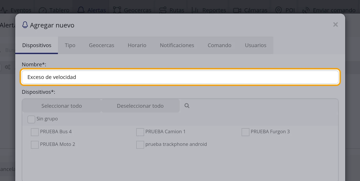 Paso 5: Escriba el nombre del aviso