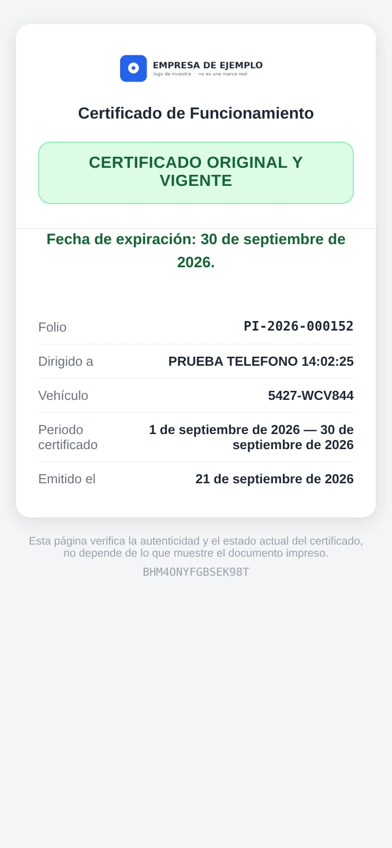 Quien lo reciba puede comprobar que es de verdad