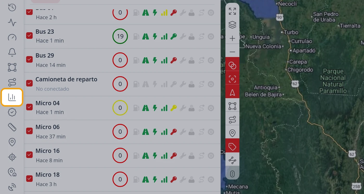 Para el reporte, pulse Reportes en la barra de arriba