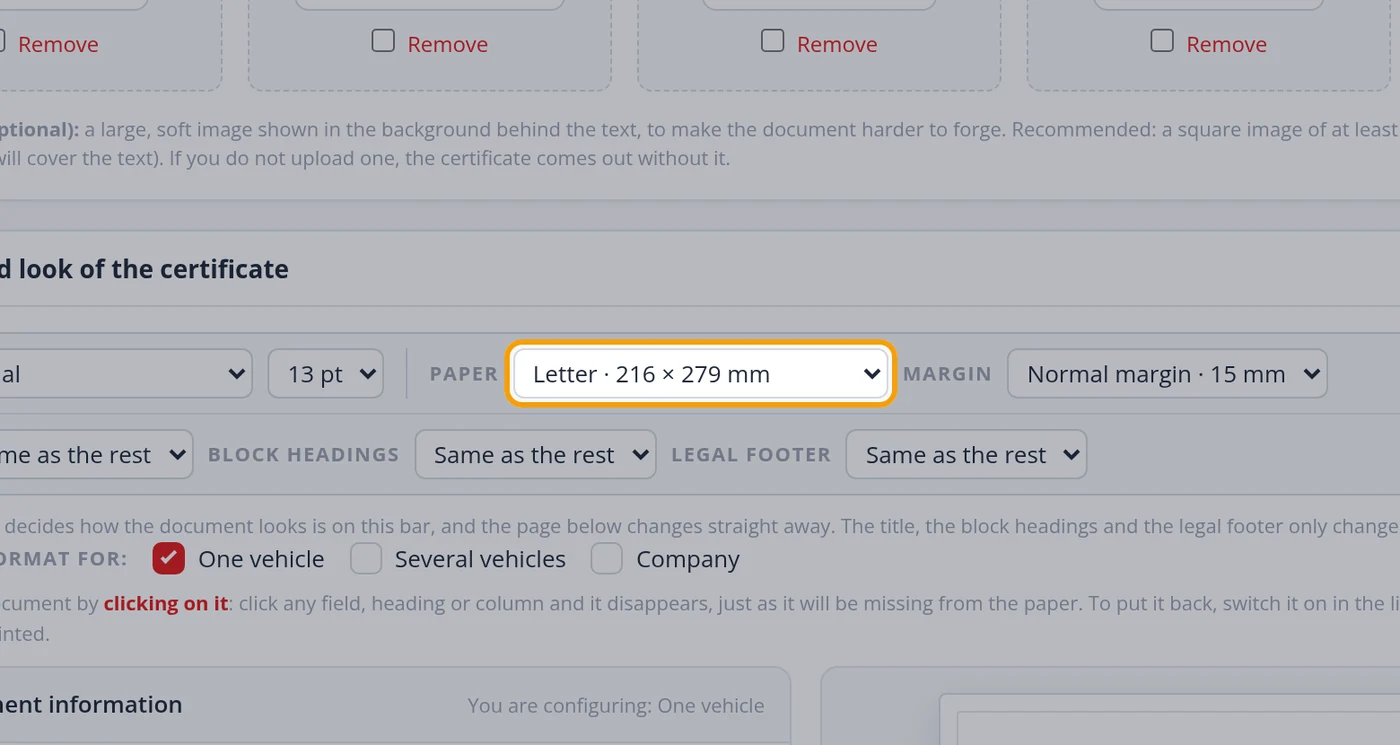 Choose the paper size