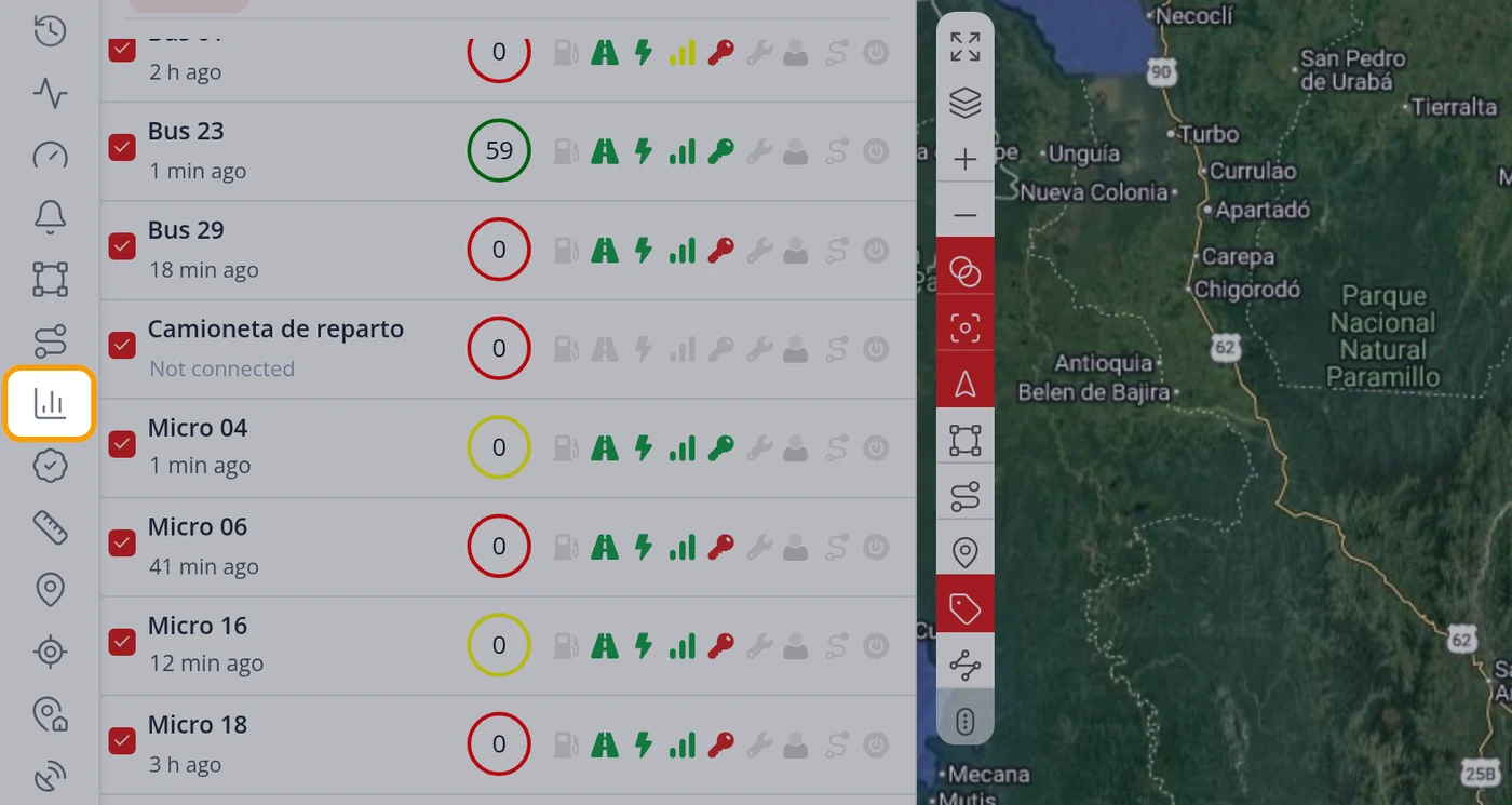 For the report, click Reports in the top bar
