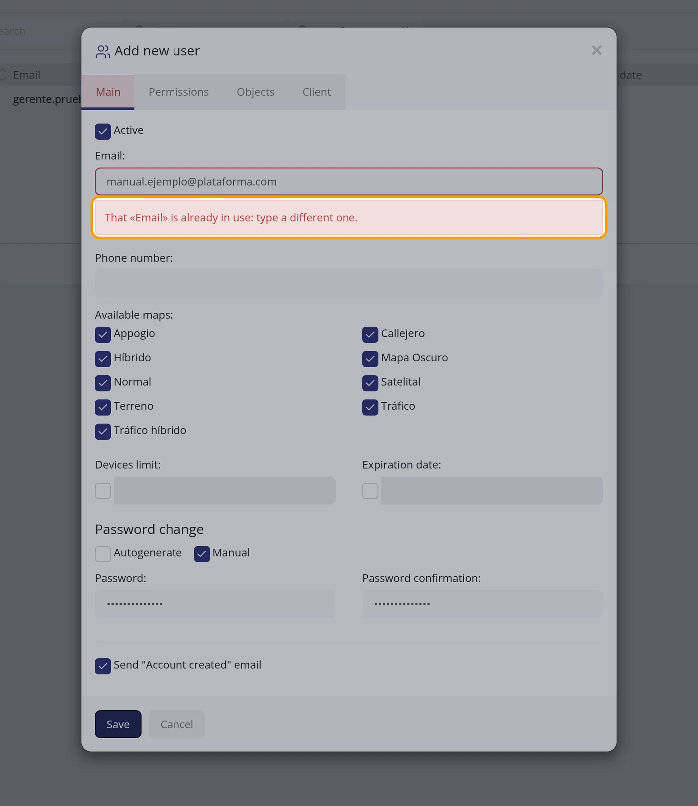 If you see «That «Email» is already in use: type a different one.»