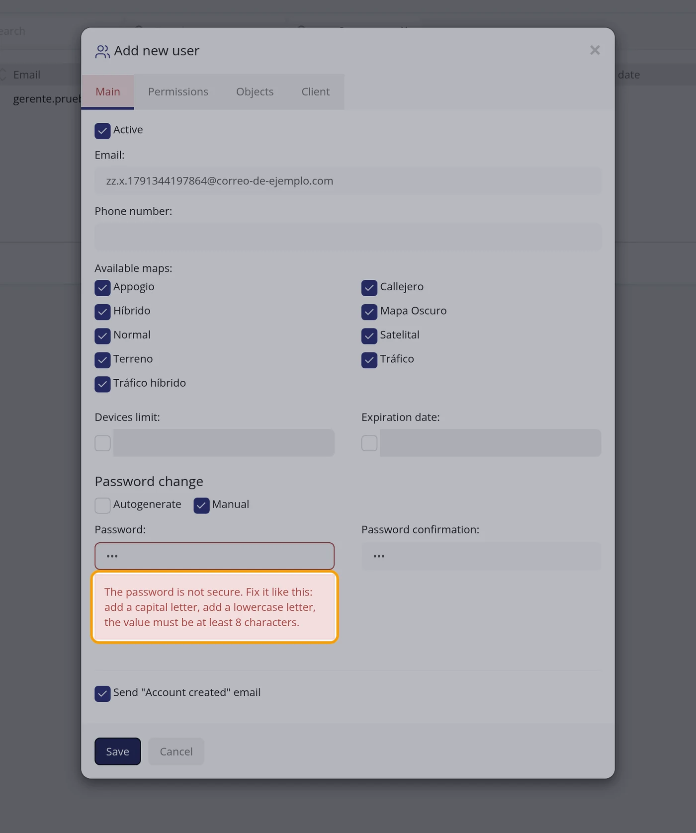 If you see «The password is not secure. Fix it like this: …»