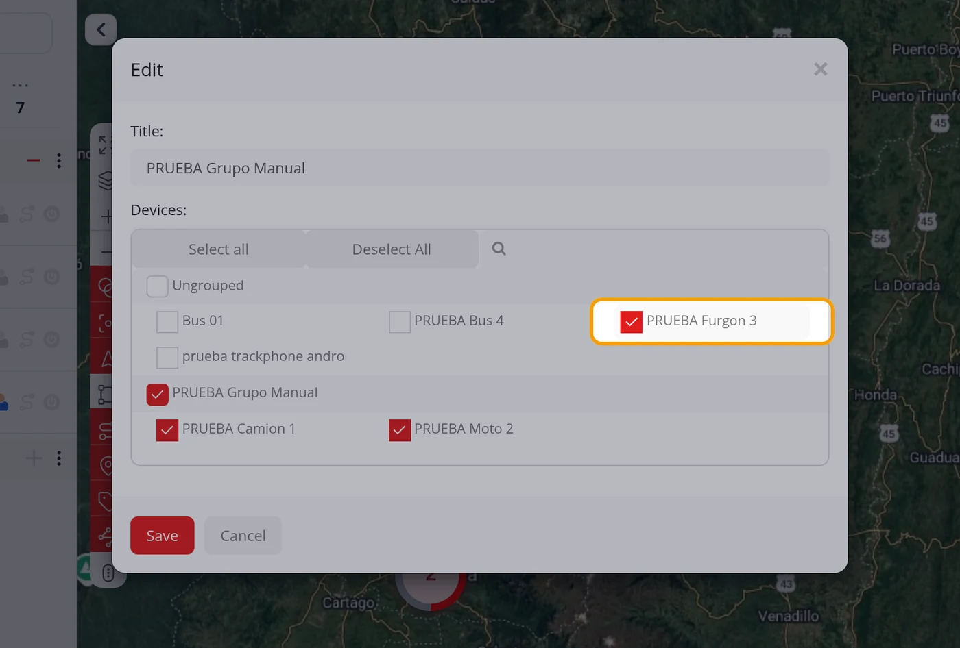 Tick the vehicle you want to add and save