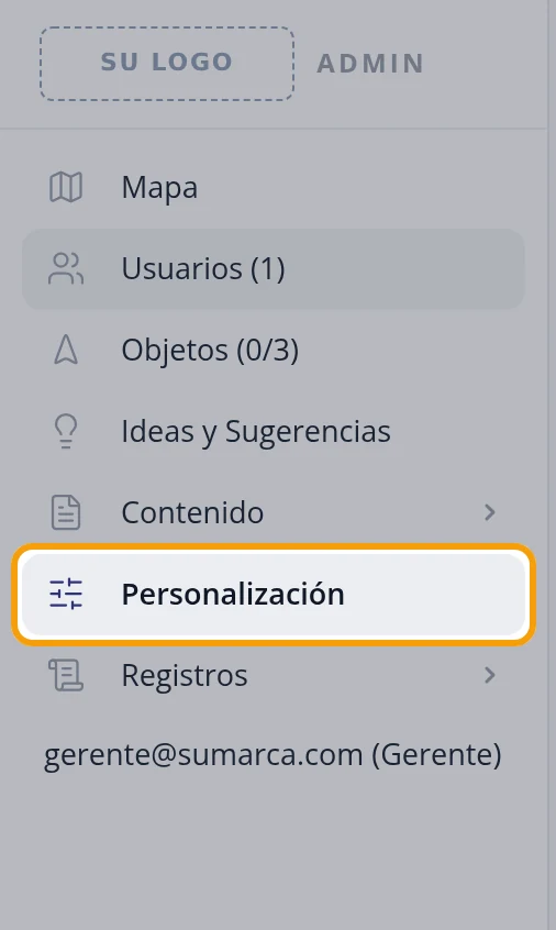 Entre en Personalización