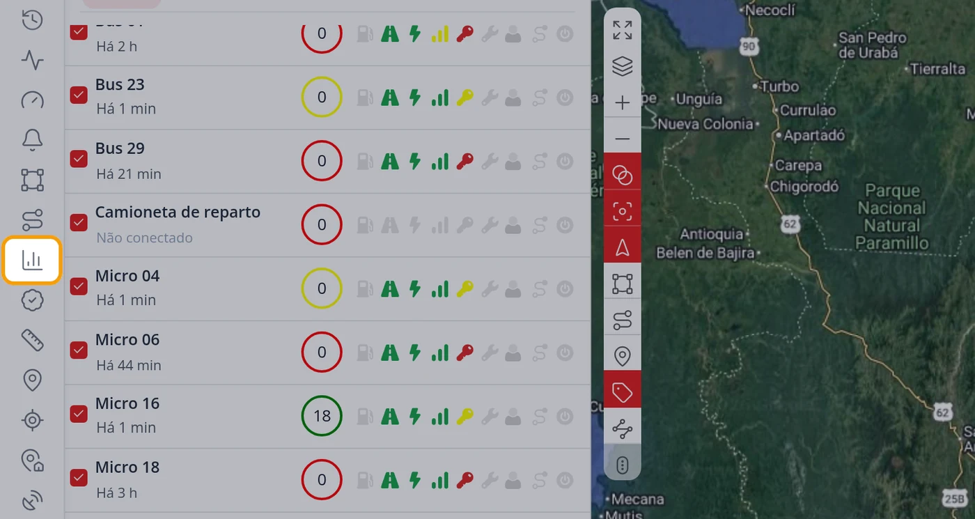 Para o relatório, clique em Relatórios na barra de cima