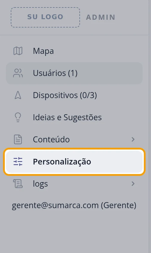Entre em Personalização