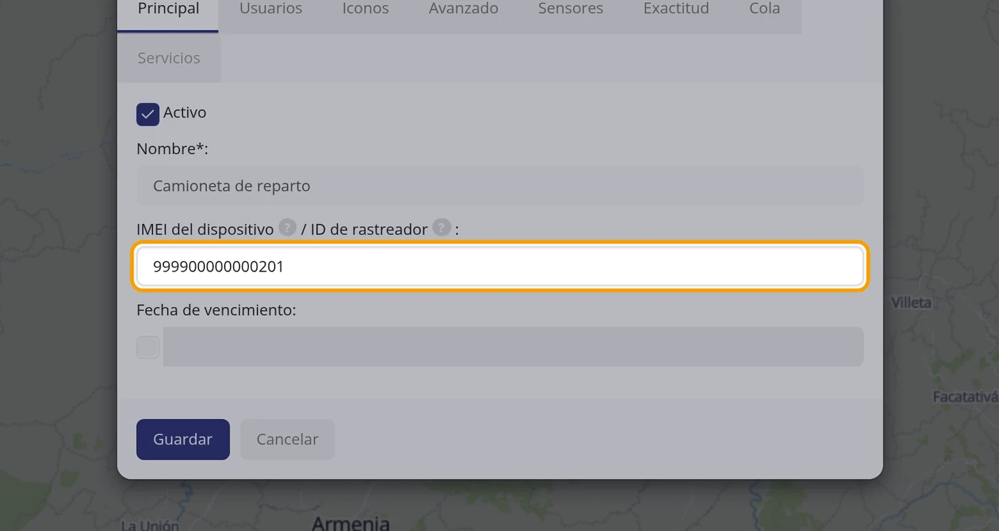 Paso 7: Escriba el identificador del dispositivo (IMEI)
